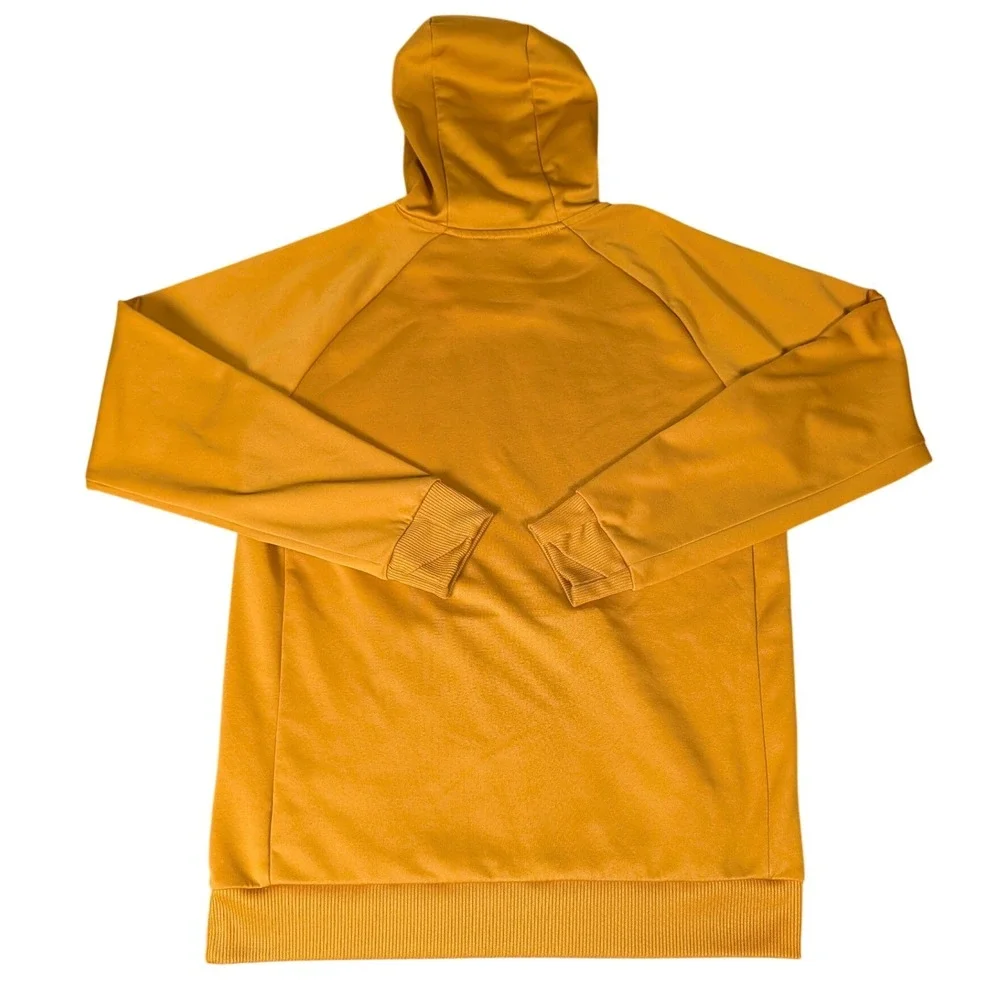 The North Face Mens Tech Pullover Hoodie Mustard Yellow Zippered Pocket Logo M